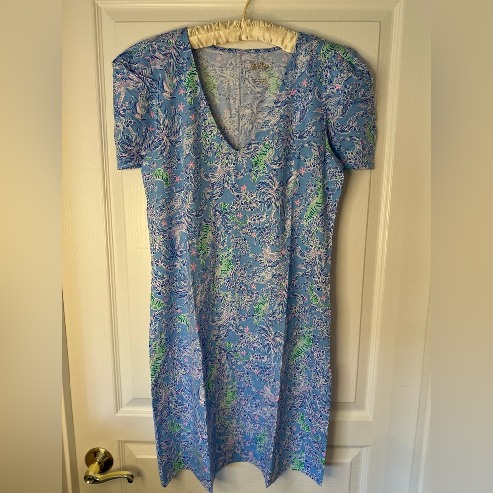 Lilly Pulitzer Aleece Dress in Blue Peri The Turtle Package L NWT